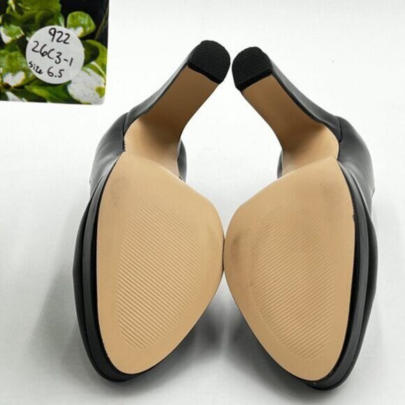 miss left Women's Low Platform High Chunky Heeled Slip On Closed Round Toe Pump - Picture 5 of 6